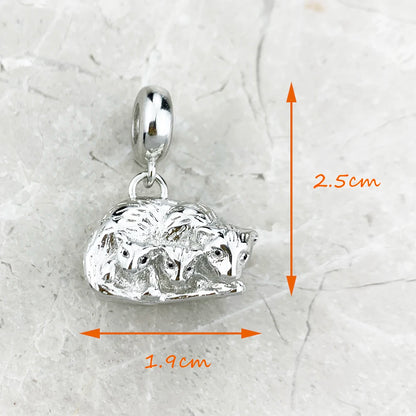 Damen-Charm-Anhänger Katze und Kätzchen süß Mutter aus Sterlingsilber