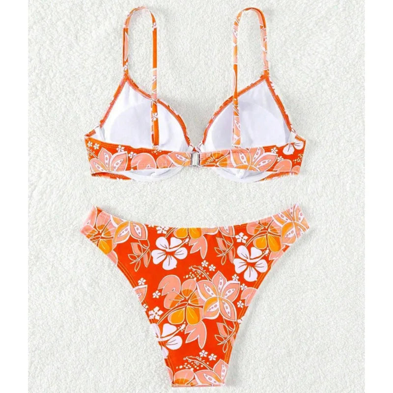 Sexy Bikini-Set mit Push-up-Effekt – Solides Badeoutfit für Damen am Strand oder Pool