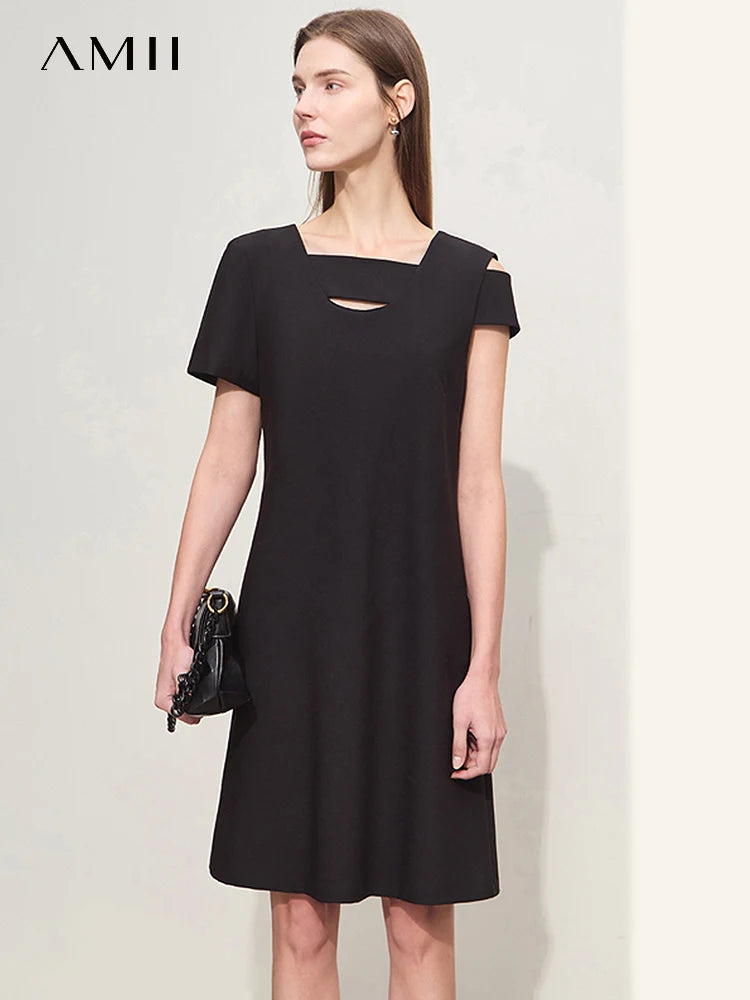 Stylisches Asymmetrisches Kurzarmkleid Elegant Für Damen Sommer