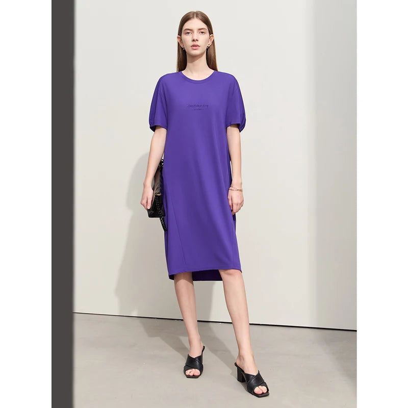 Bequemes Damen Strickkleid Mit Stickerei Und Losem Schnitt Für Sommer