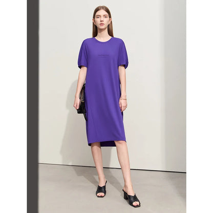 Bequemes Damen Strickkleid Mit Stickerei Und Losem Schnitt Für Sommer