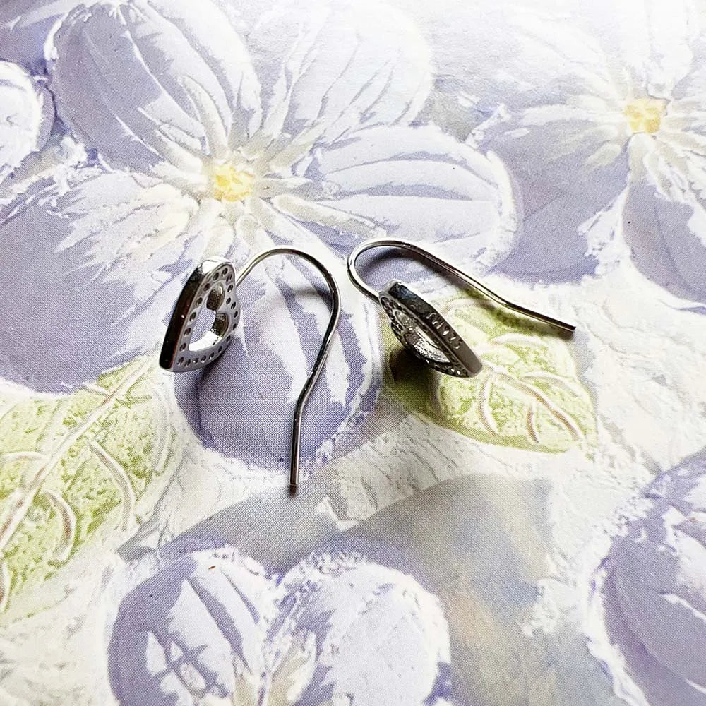 Damen-Ohrringe weißer Stein Herz romantisch Sommer aus Sterlingsilber