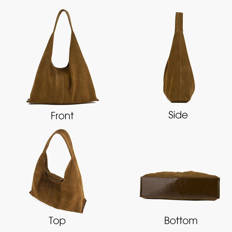 Wildleder Hobo Schultertasche Naturleder | Große Crescent