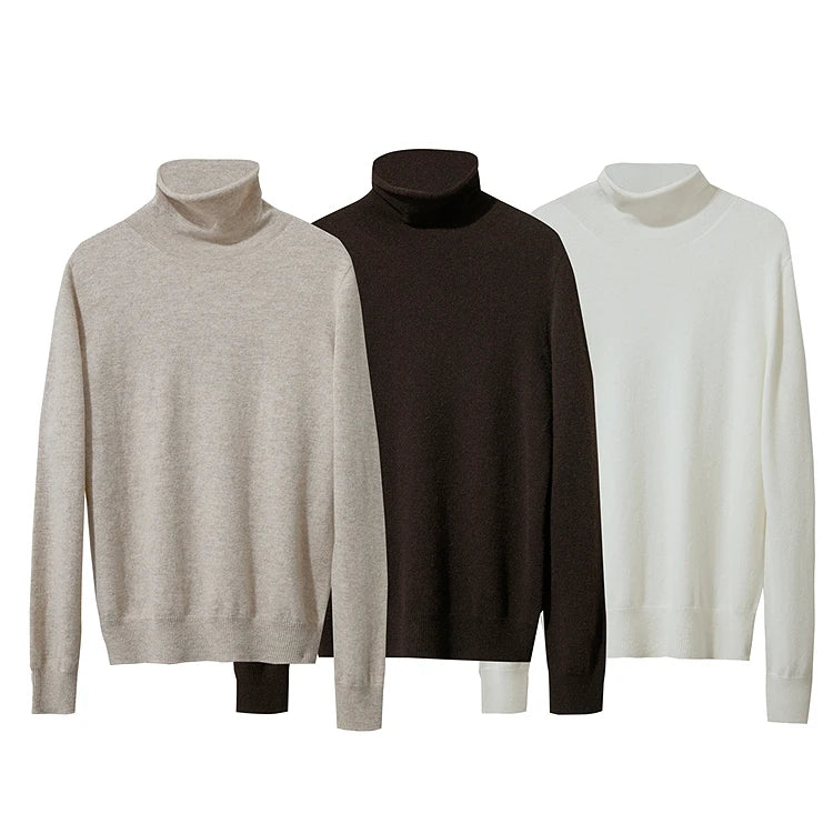 Damen-Rollkragenpullover Wolle-Kaschmir warm elegant Herbst-Winter