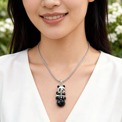 Damen-Anhänger Panda mit Kristall niedlich aus Sterlingsilber