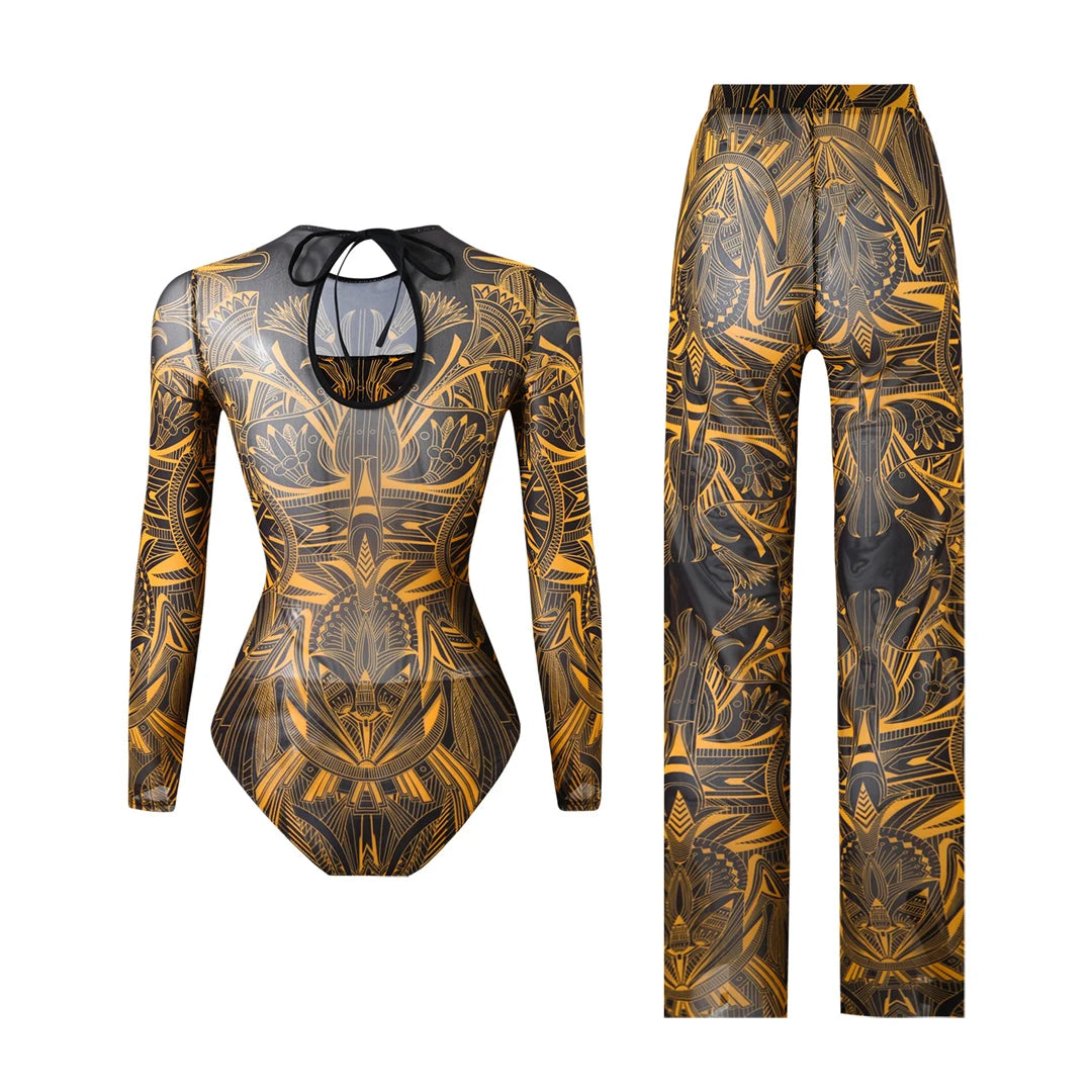 Damen-Hose mit Blumenmuster