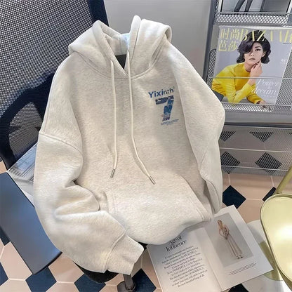 Herren Hoodie aus Baumwolle mit sieben Grafik Druck und Kapuze