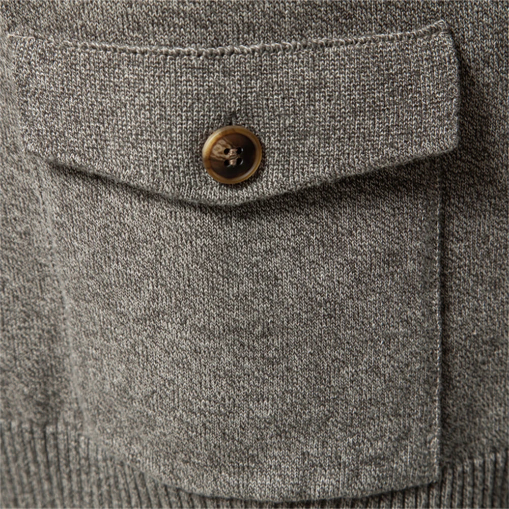 Herren Strickjacke im lässigen Stil mit Stehkragen und Knopfleiste
