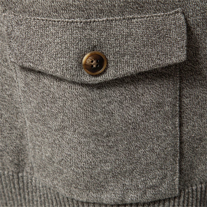 Herren Strickjacke im lässigen Stil mit Stehkragen und Knopfleiste