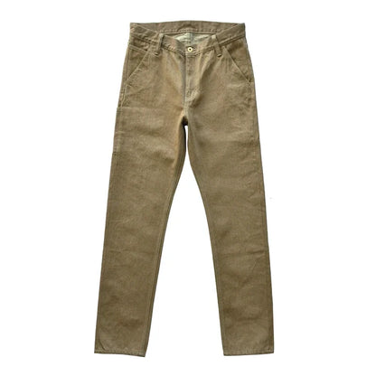 Herren Jeans aus Selvedge-Denim in Khaki mit Zipper Fly Casual