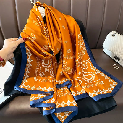 Damen Seidenschal groß Sommer Strand Hijab Turban Foulard Bandana Sonnenschutz
