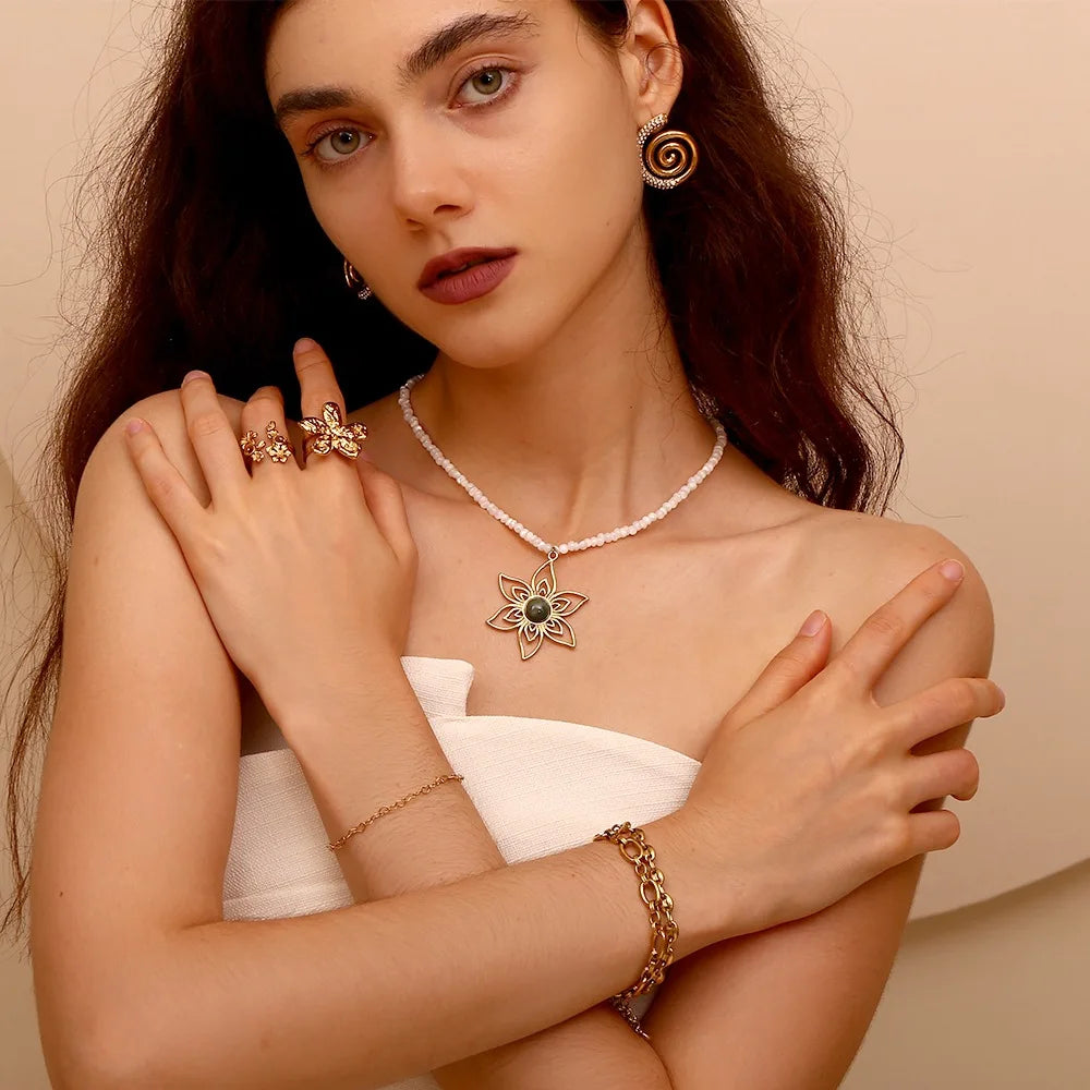 Damen-Armband mit Herzkette aus Edelstahl