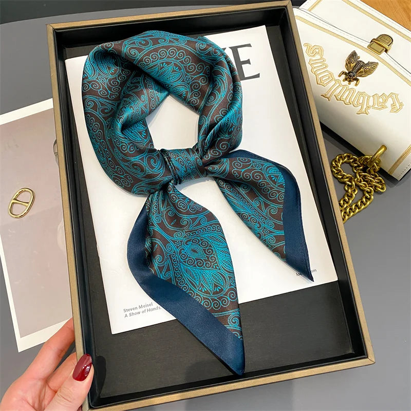 Damen Seidenschal quadratisch Halstuch Bandana Hijab Pashmina Stirnband D
