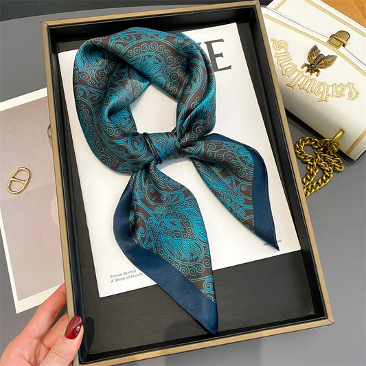 Damen Seidenschal quadratisch Halstuch Bandana Hijab Pashmina Stirnband D