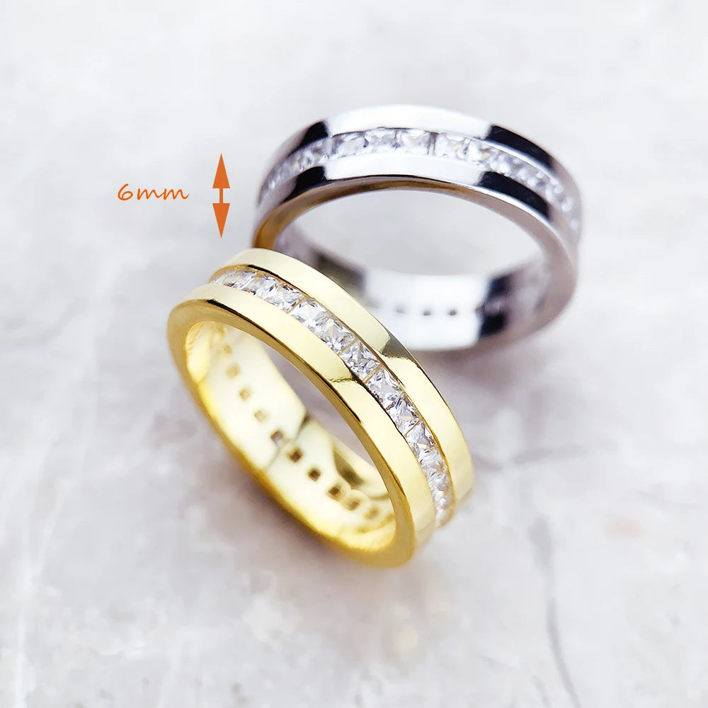 Damen-Ring Zirkon-Bandring schillernd aus Sterlingsilber