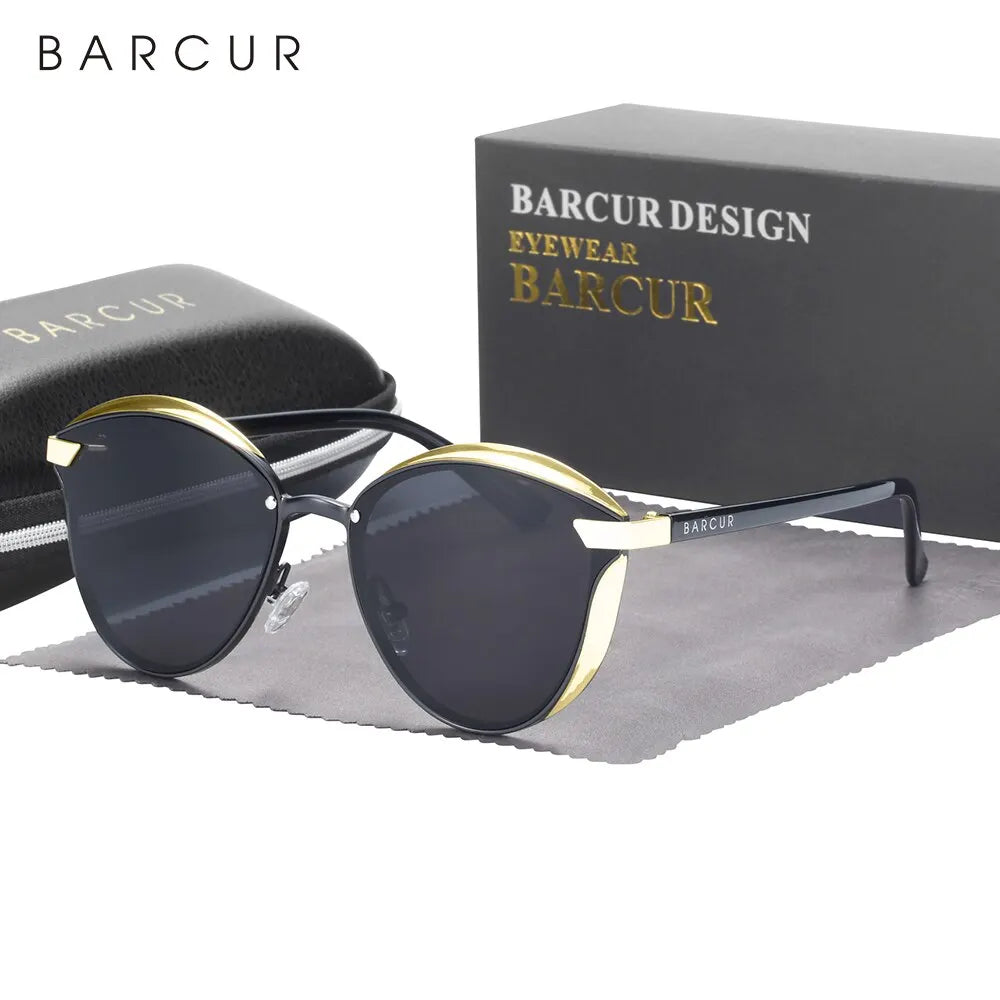 Damen-Sonnenbrille rund Katze Farbverlauf polarisiert UV400 D