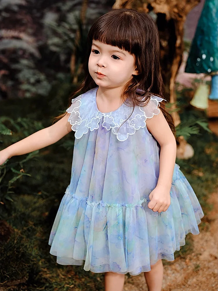 Ärmelloses Sommerkleid für Mädchen in Rosa mit niedlichem Design – ideal für Geburtstagsfeiern und Hochzeiten