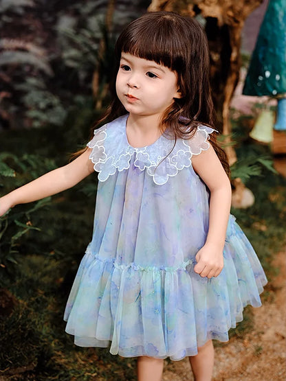 Ärmelloses Sommerkleid für Mädchen in Rosa mit niedlichem Design – ideal für Geburtstagsfeiern und Hochzeiten