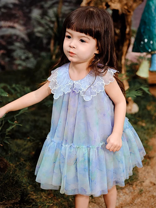 Ärmelloses Sommerkleid für Mädchen in Rosa mit niedlichem Design – ideal für Geburtstagsfeiern und Hochzeiten
