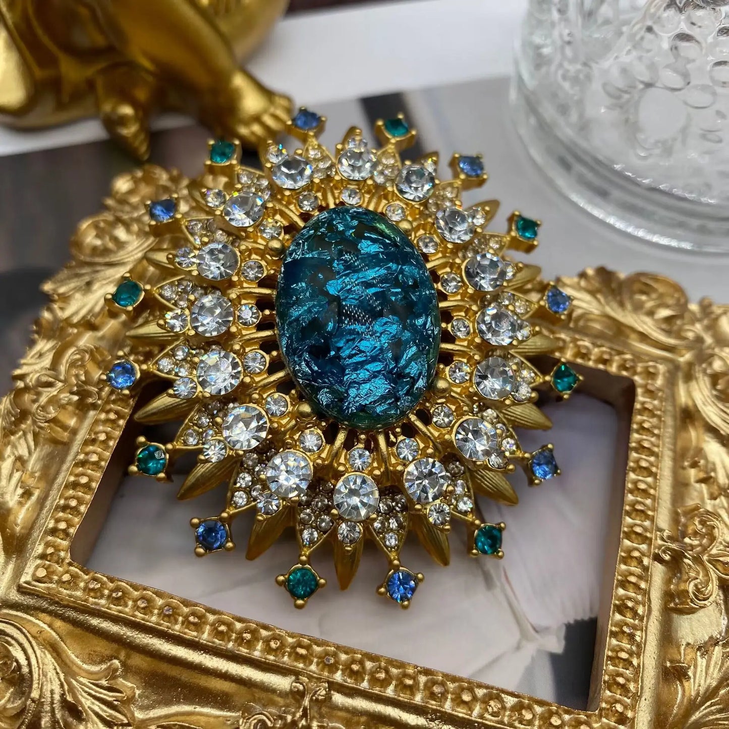 Brosche Strass Kristall Barock Ellipse Retro Palast Glänzend Damen