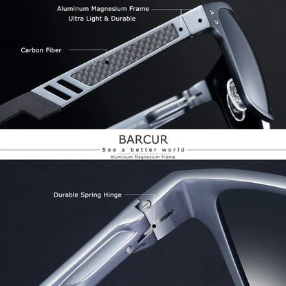 Sonnenbrille Al-Mg quadratisch Vintage polarisiert UV400 Business Herren