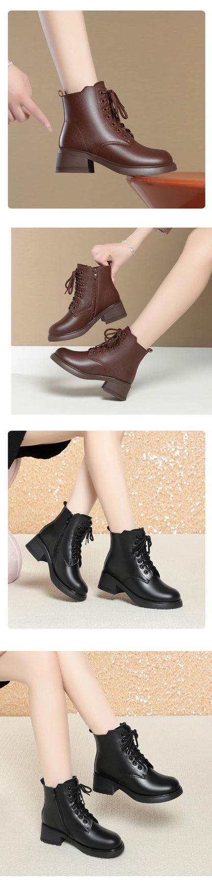 AIYUQI Women Marton Boots Winter 2025 New Genuine Leather Large Size Women Snow Boots Anti-Slip Women Motorcycle Boots