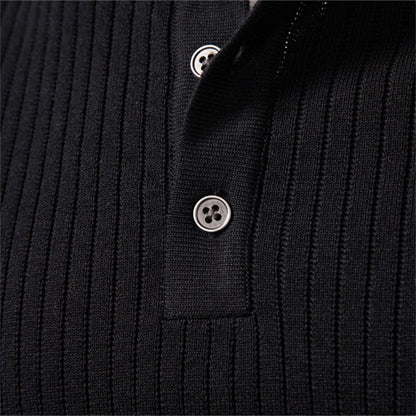 Premium Herren Strick Polo Pullover Slim Fit Kragen