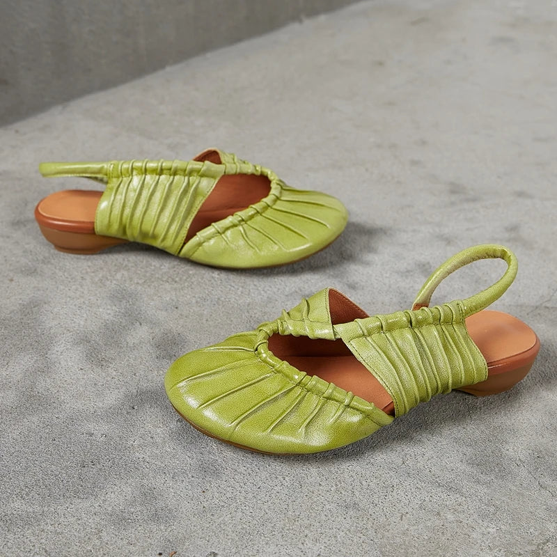 AIYUQI 2025, neue stil geschlossene zehen frauen sandalen Plissee nicht-slip Römischen sandalen für frauen Große größe sommer strand weibliche schuhe