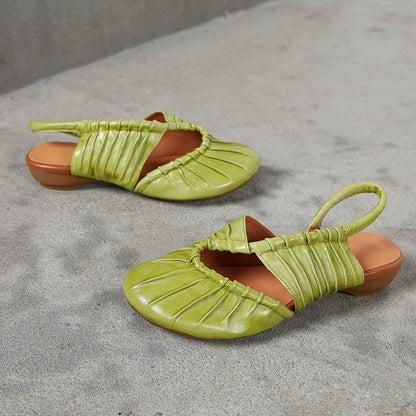 AIYUQI 2025, neue stil geschlossene zehen frauen sandalen Plissee nicht-slip Römischen sandalen für frauen Große größe sommer strand weibliche schuhe