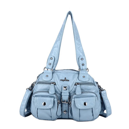 Damen-Schultertasche aus PU-Leder in kompakter Bauweise mit Angenehmer Haptik und Mehrfachfächern