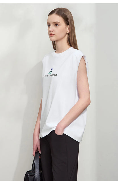 Damen T-Shirt mit Rundhalsausschnitt und besticktem lockeren Design für den Sommer
