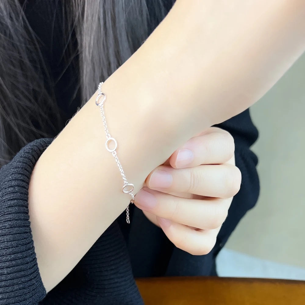 Damen-Armband runde Ösen Charm-Basis aus Sterlingsilber