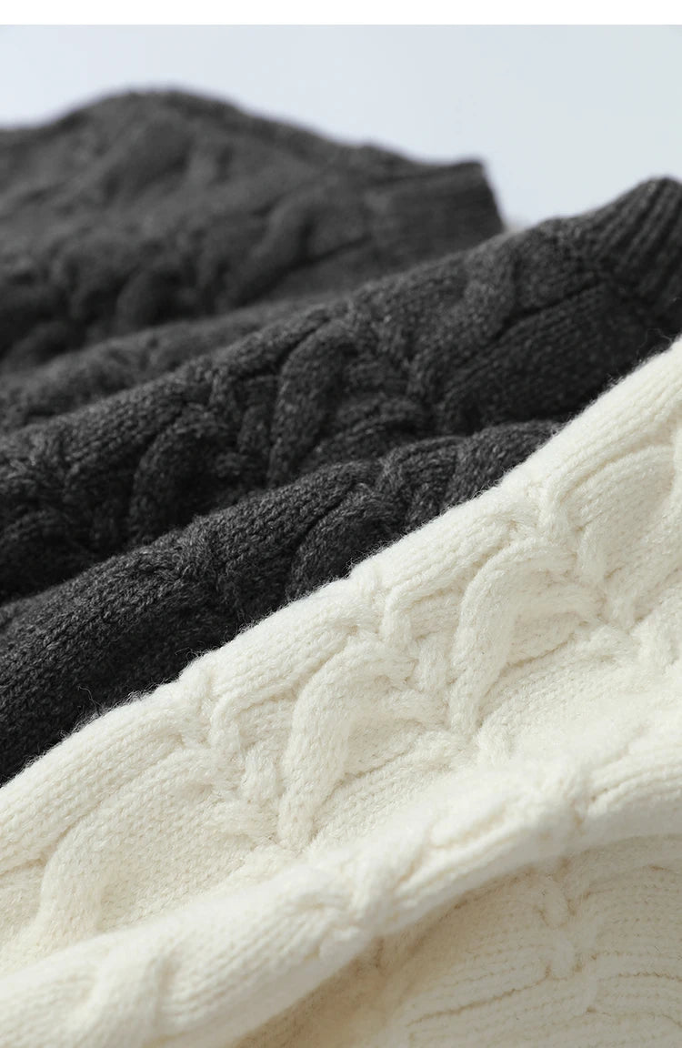 Damen-Rundhalspullover kurz einfarbig Retro locker Winter