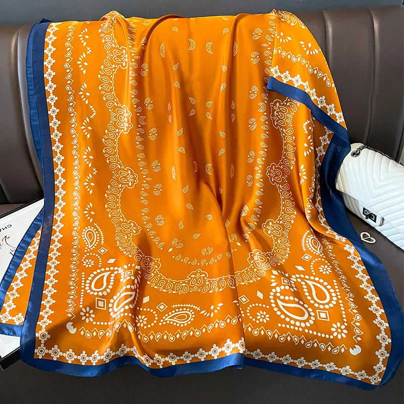 Damen Seidenschal groß Sommer Strand Hijab Turban Foulard Bandana Sonnenschutz