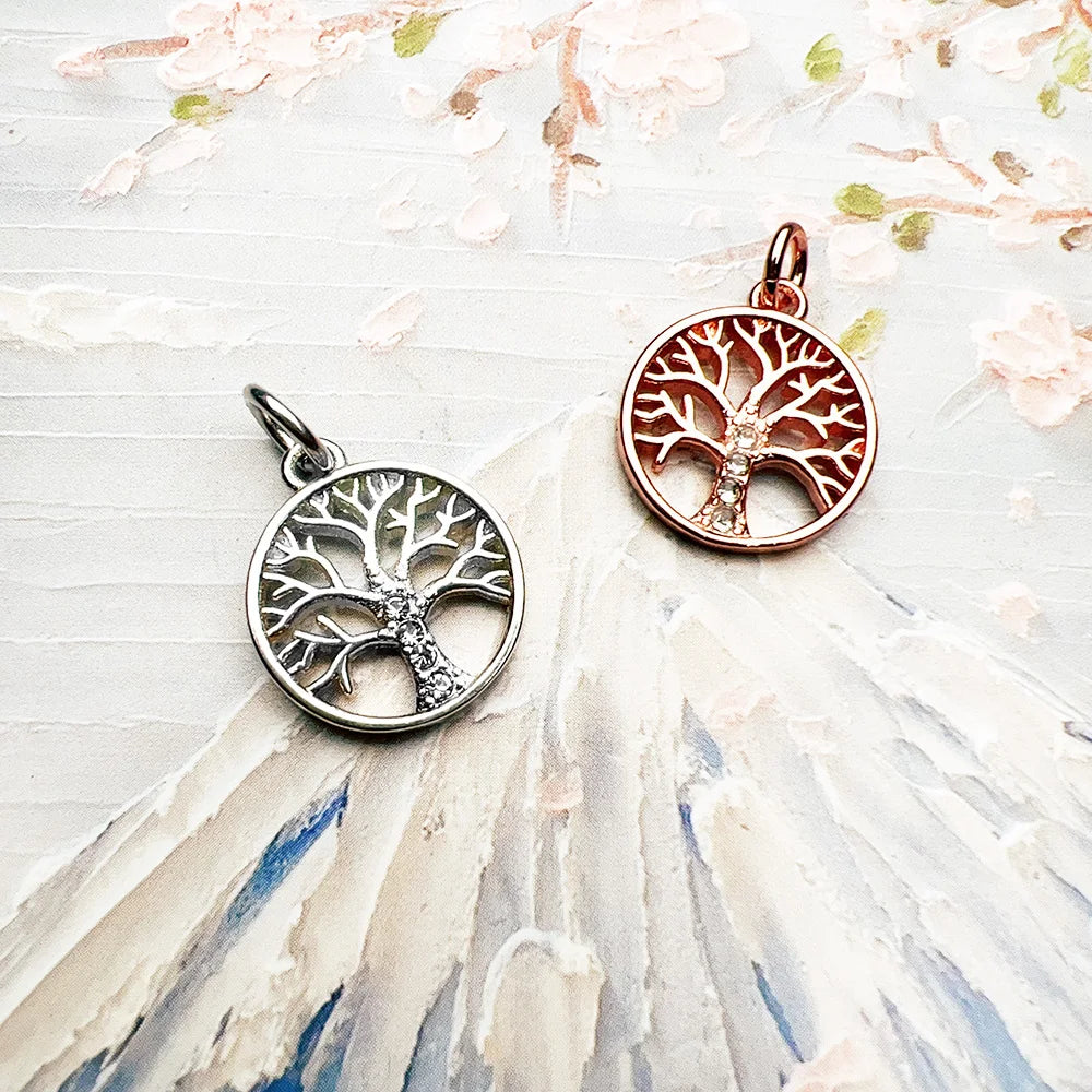 Damen-Charm-Anhänger kleiner Baum romantisch Frühling aus Sterlingsilber