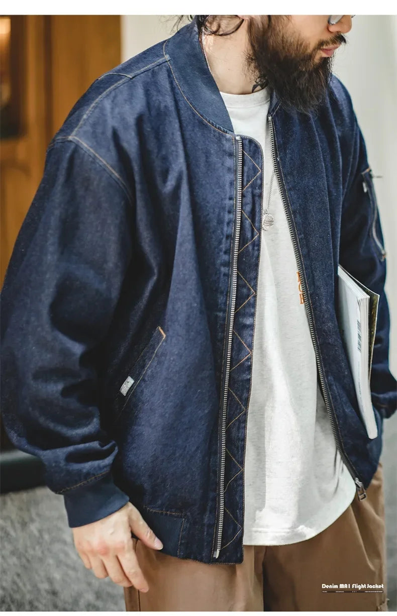 Herren Jeansjacke im Retro-Stil mit Baseballkragen für lässige Looks
