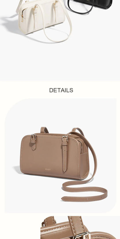 Damen Schultertasche aus PU-Leder im Baguette-Stil Casual