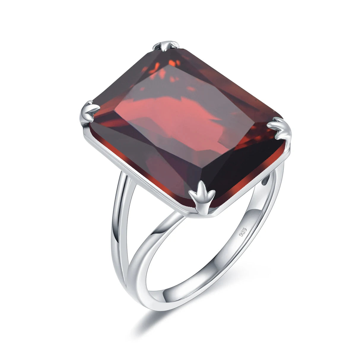 Damen-Amethyst-Ring aus 925er Sterlingsilber mit rechteckigem Stein 13x18 mm Feines Schmuckstück