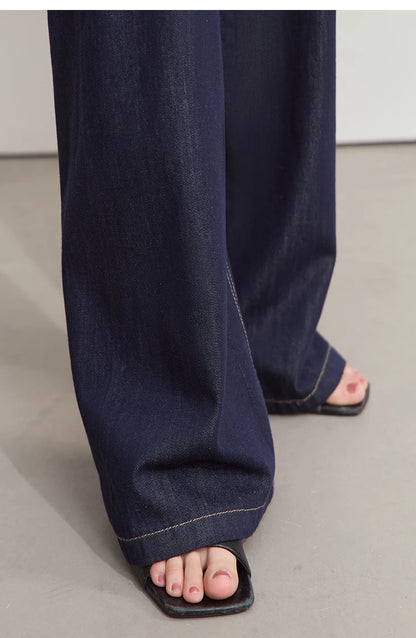 Damen Jeans aus Lyocell-Baumwolle mit weiten Beinen im Retro-Look