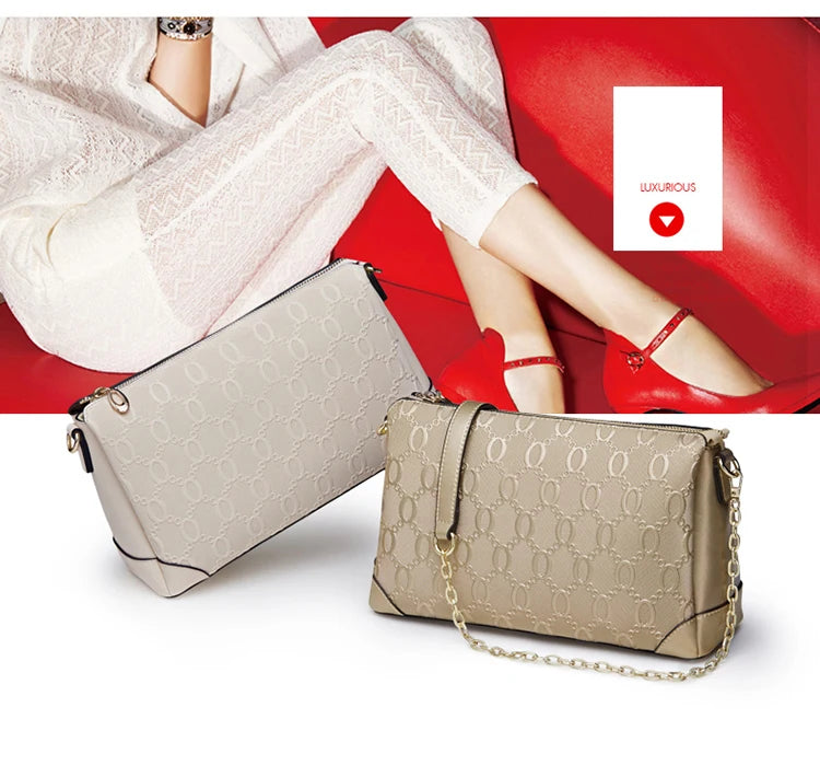 Damen Crossbody-Tasche Aus Split-Leder Mit Chain Fashion