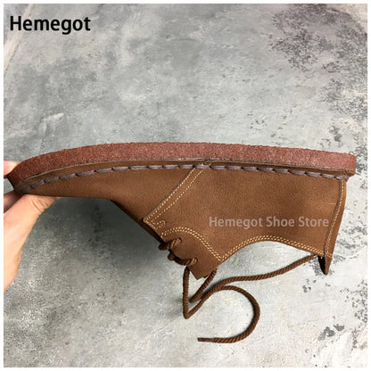 Brauner Herren-Lederschnürschuh mit handgenähter Sohle und sichtbarer Nahtkante
