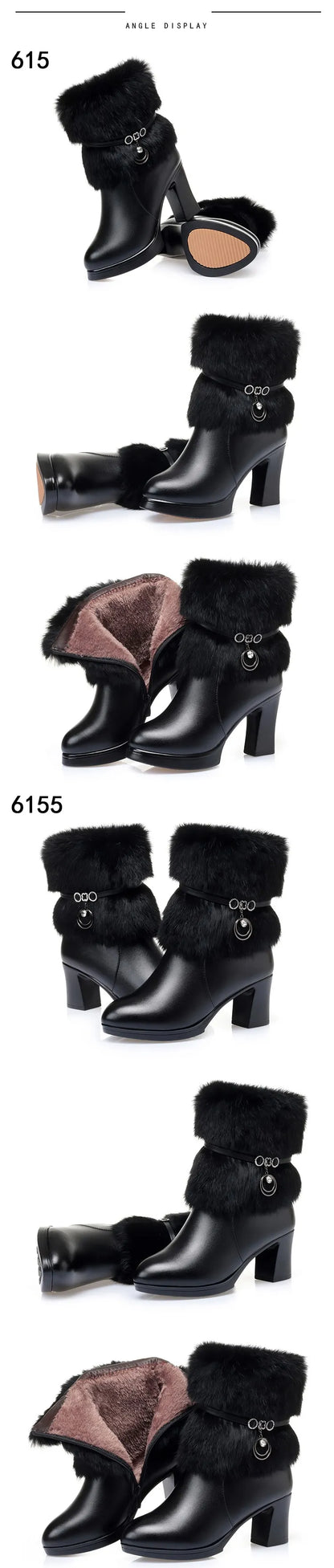 AIYUQI Women Winter Boots 2025 New Round Toe Fashion Women's Fashion Boots Natural Wool Lining Rabbit Fur Women Ankle Boots