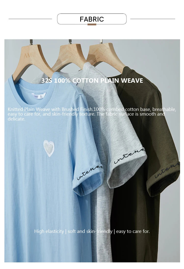 Damen T-Shirt im minimalistischen Stil mit bestickten Liebesperlen für den Sommer