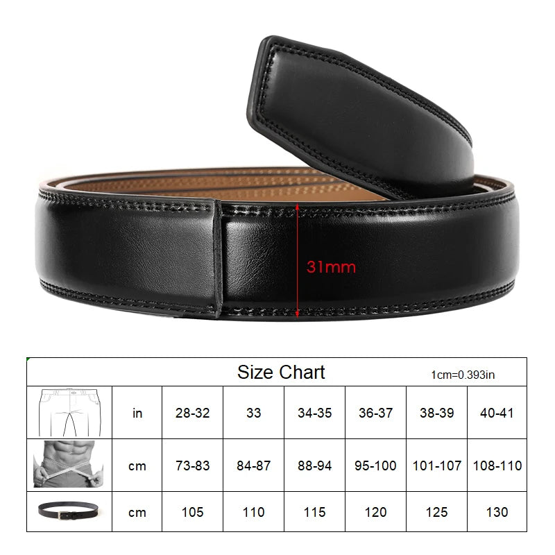 Herren Ledergürtel Braun 31 mm Ohne Lochung Mit Automatischer Schnalle Aus Naturleder