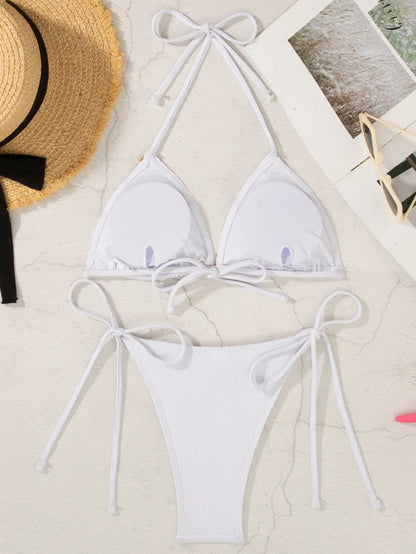 Gestreifter Push-up-Bikini für Damen – Sexy Badeanzug im brasilianischen Stil für Strand und Pool