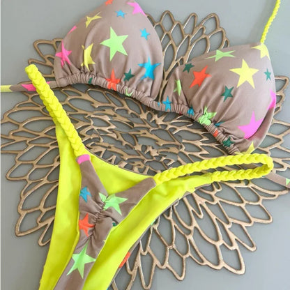 Sexy Bikini-Set mit Push-up-Effekt – Solides Badeoutfit für Damen am Strand oder Pool