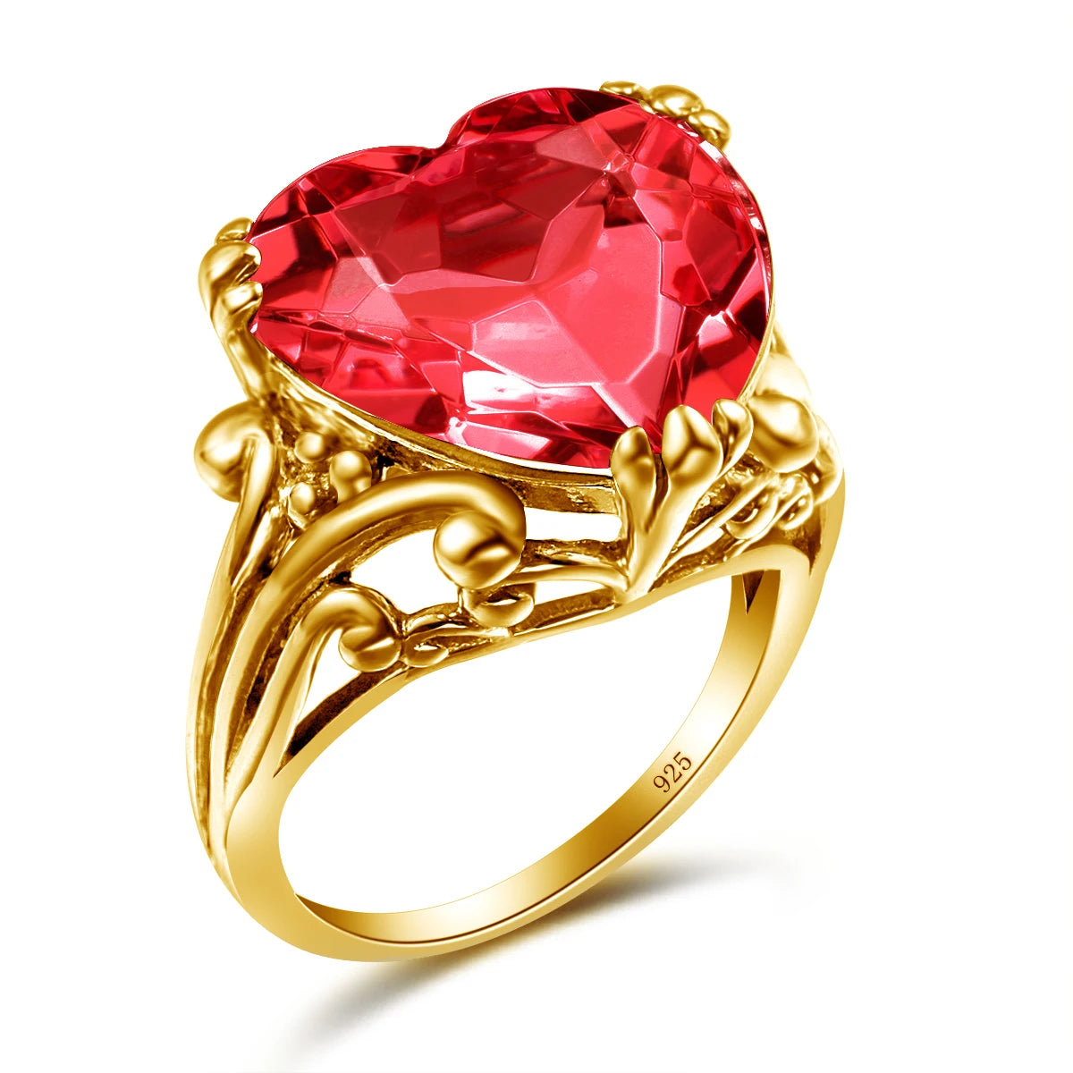 Damen-Ring aus 925-Silber mit Herzform und Mystic-Topas Regenbogenfarben für Alltag und festliche Anlässe