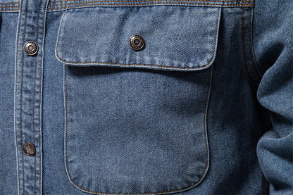 Herren Denim Shirts aus 100 Prozent Baumwolle mit doppelten Taschen im Casual-Stil