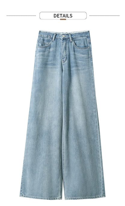 Damen Jeans im minimalistischen Stil mit weitem Bein und niedriger Taille