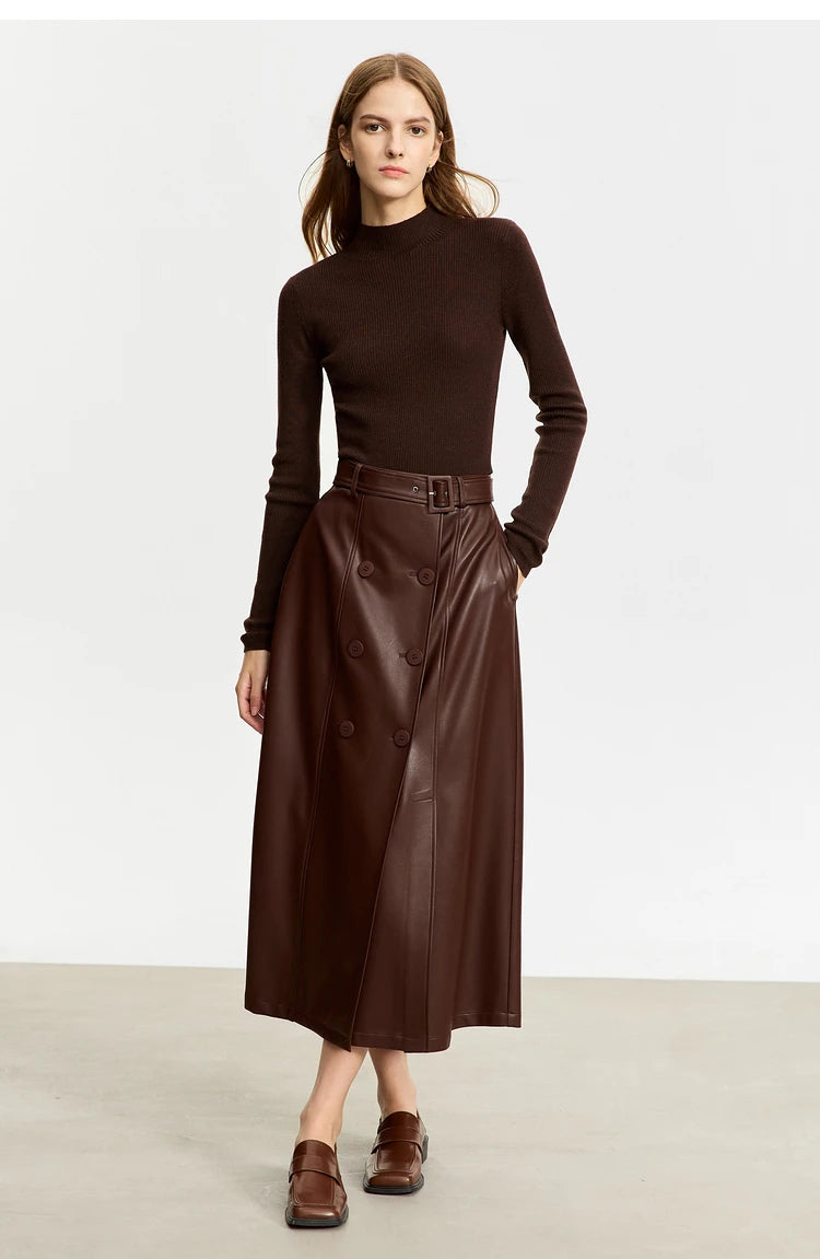Damen-Rollkragenpullover 100 % Wolle Slim Fit elastisch Winter